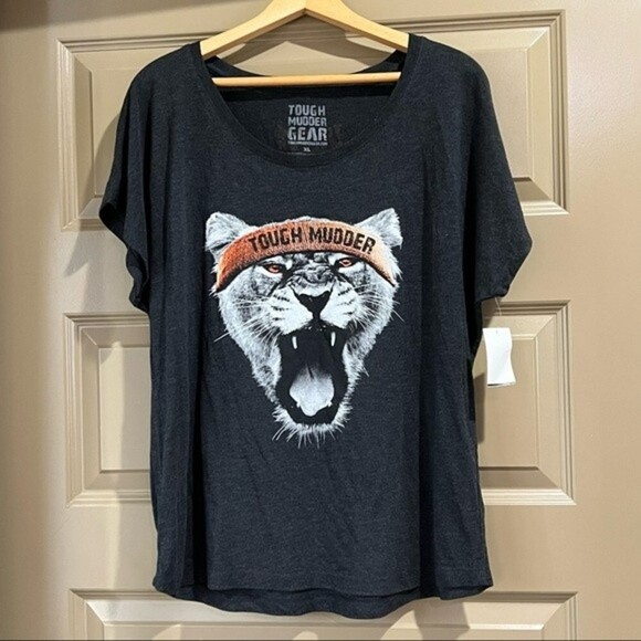 Vintage Tough Mudder Lion Print Graphic Fun T-shirt XL - Picture 1 of 7
